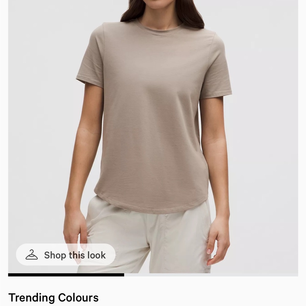 lululemon athletica Light Tan Short Sleeve Tee love crew neck